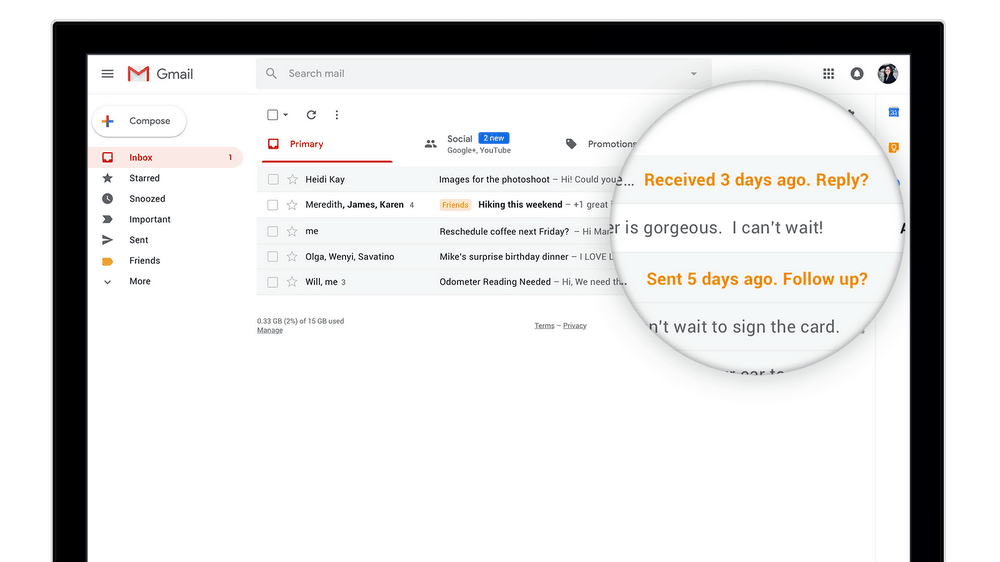 Presis - G Suite - de nieuwe Gmail 5 features - herinnering