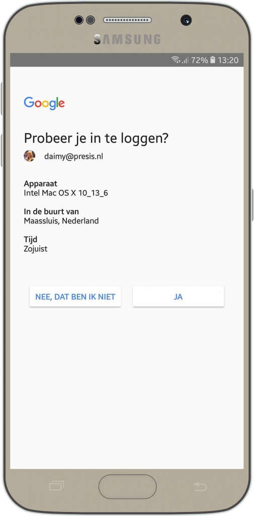 Presis - G Suite update - Google prompt mobiele melding