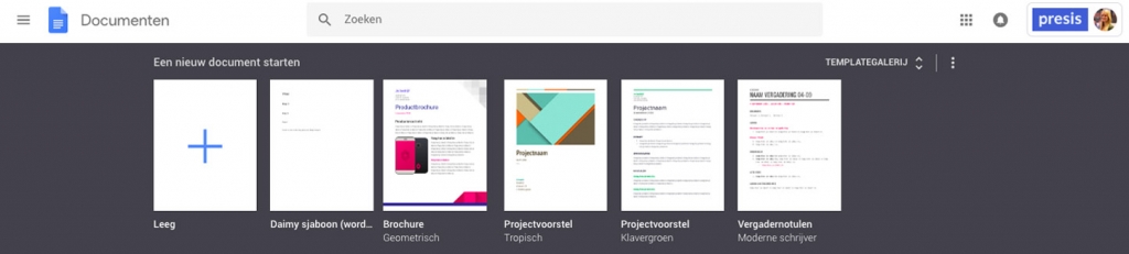 Presis - G Suite - Efficientie - Template toevoegen