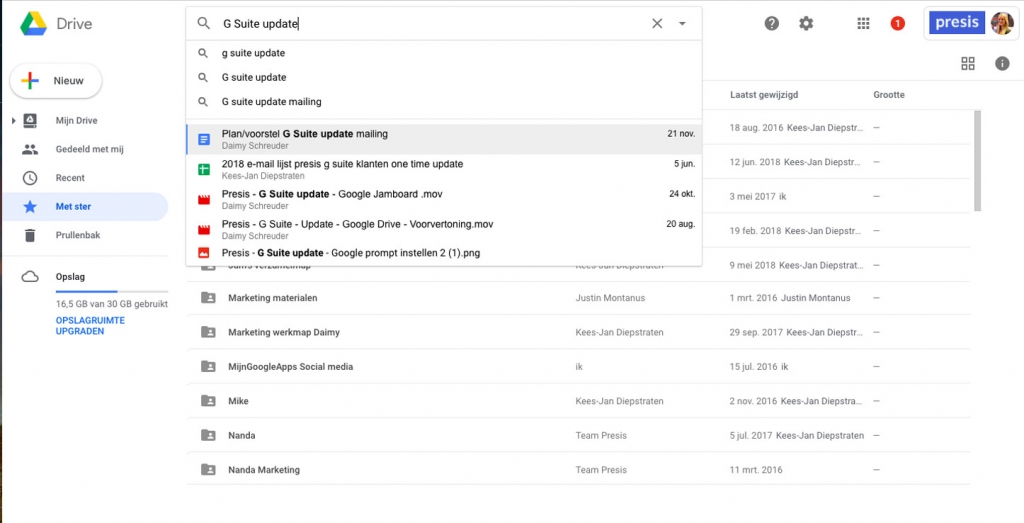 Presis - G Suite - Efficientie - Zoeken in Drive