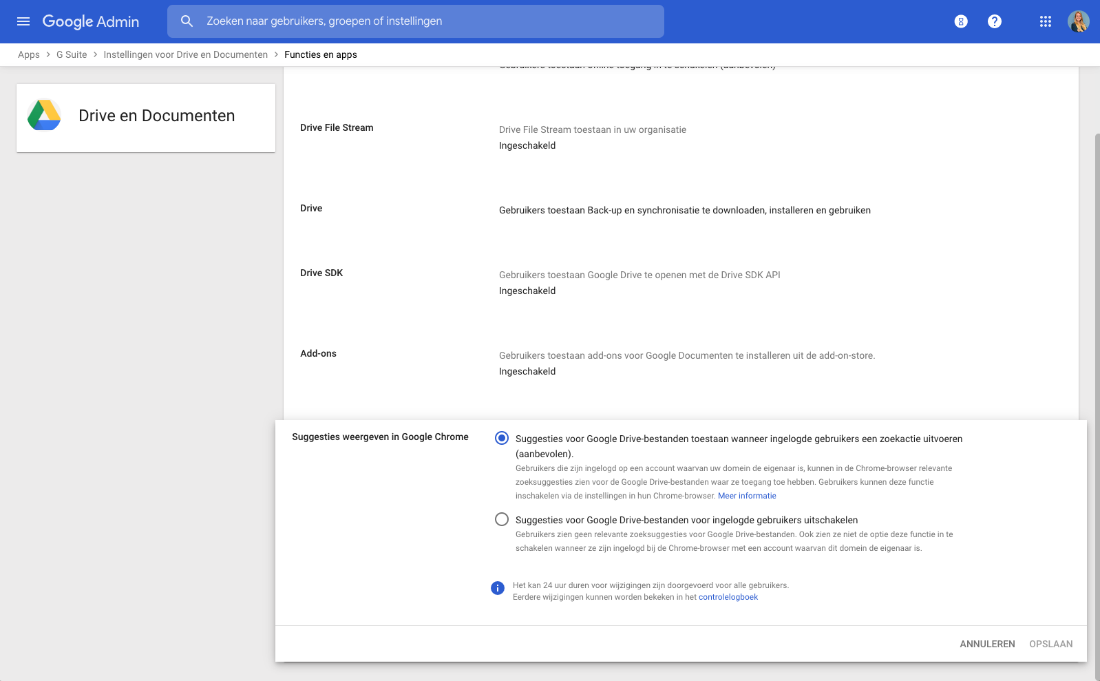 Presis - G Suite Drive bestanden suggestie instellen beheerders