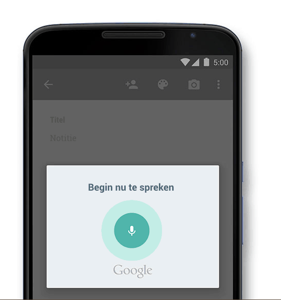 De spreekfunctie gebruiken in Google Keep