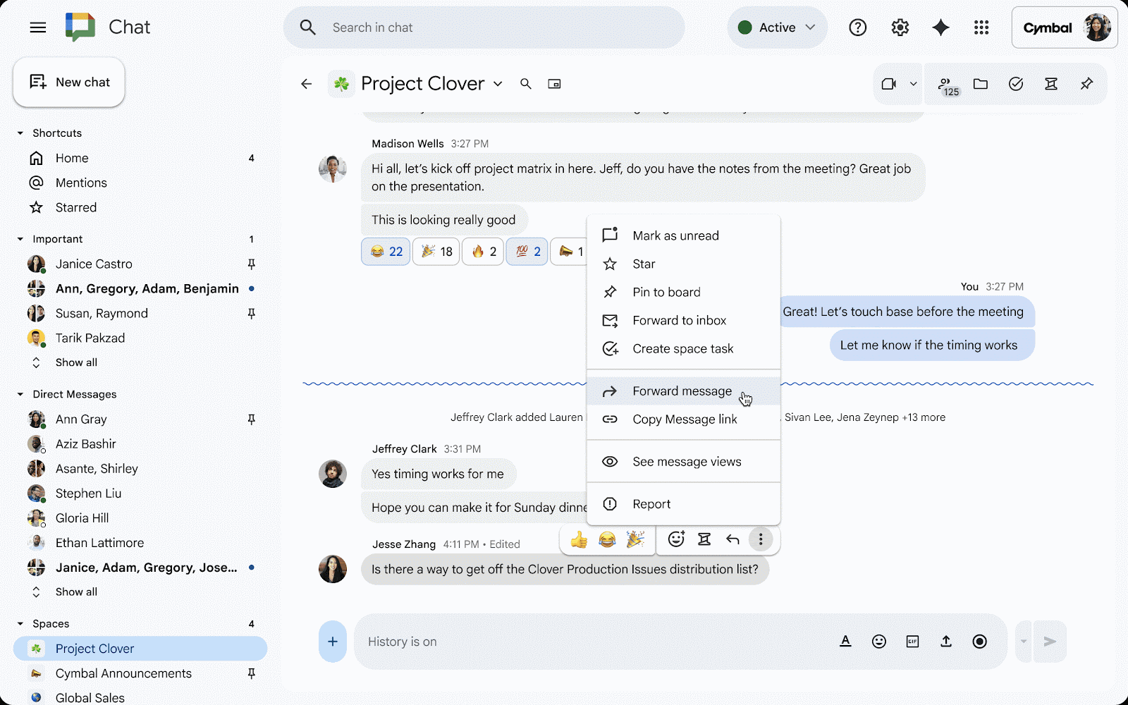 Presis - Google Chat berichten doorsturen update