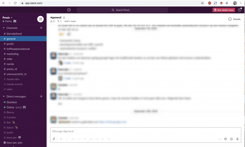 Presis Google Chat en Slack